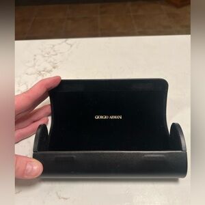 Giorgio Armani black leather glasses case NWOT